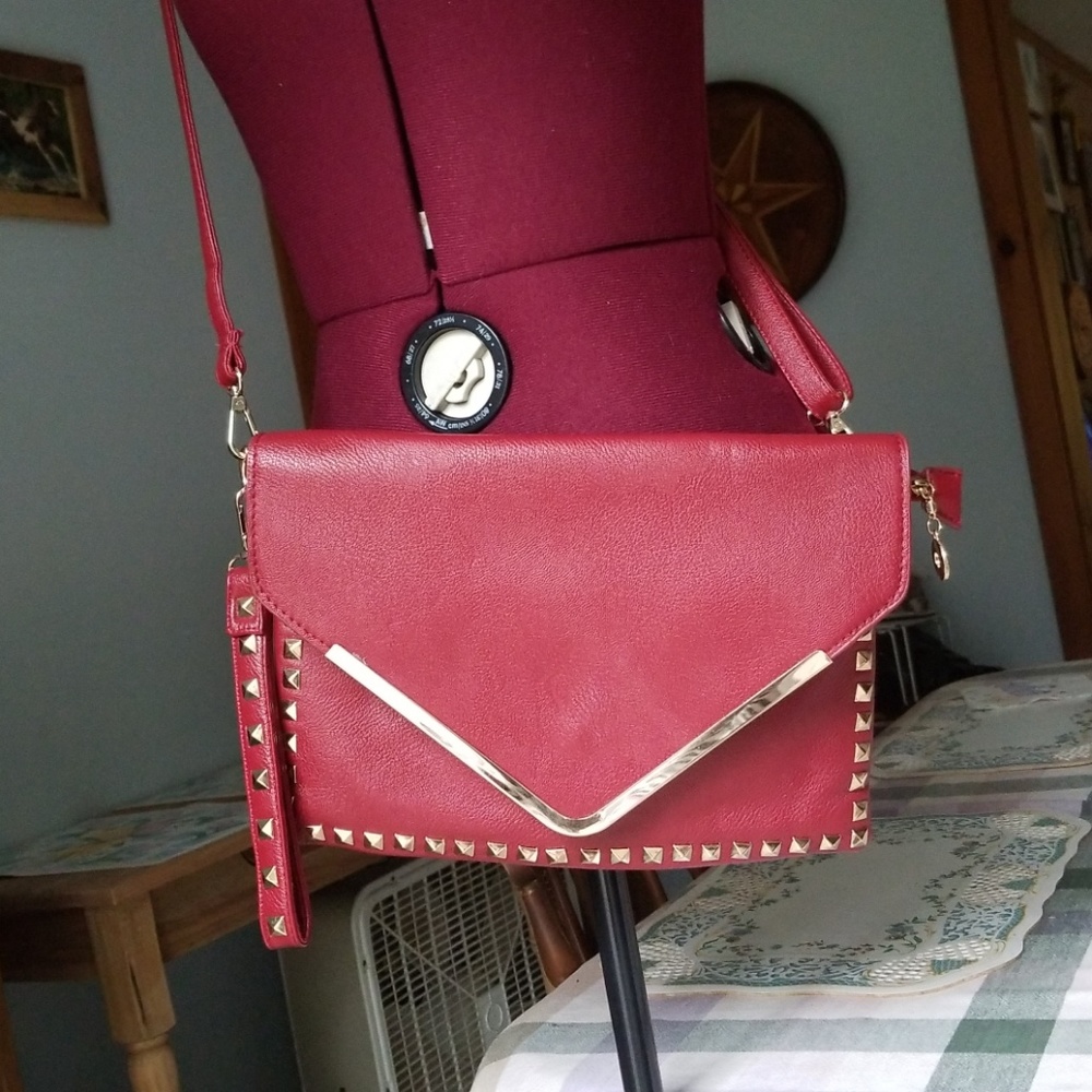 Dark Red purse clutch wristlet crossbody